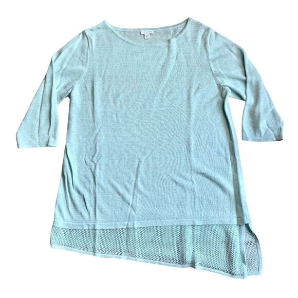 PureJill blue asymmetrical linen blend sweater M - Picture 1 of 4